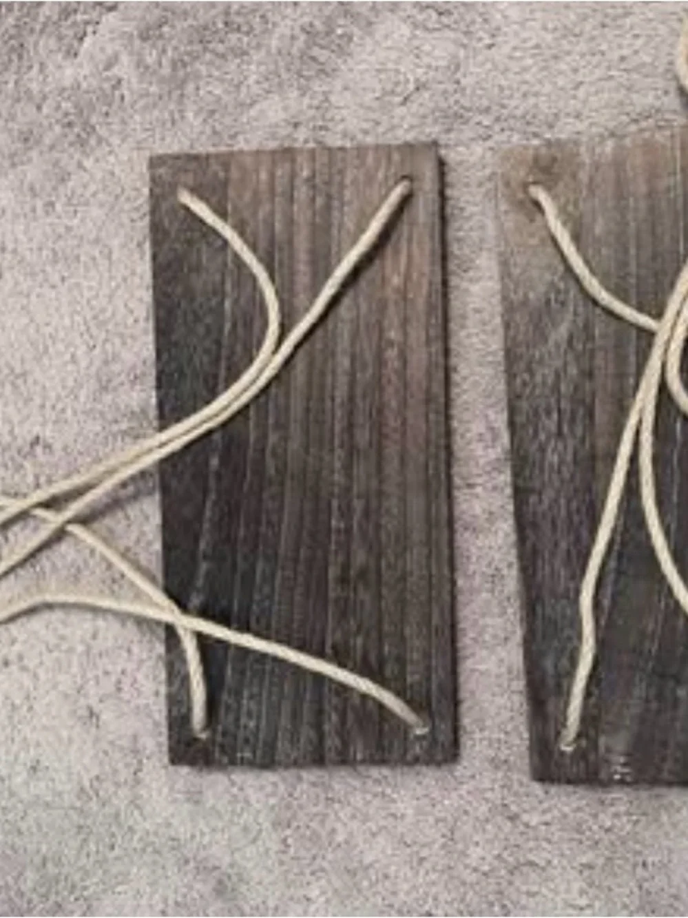 Two Rustic Hanging Wooden Shelves in Natural Brown Primitive